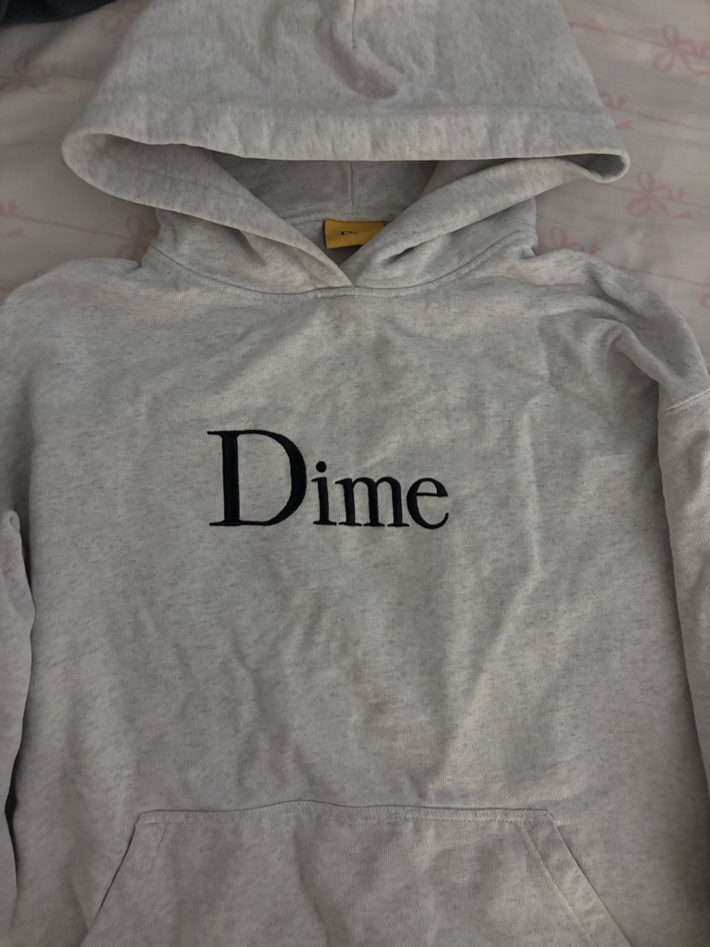 Dime Men's Crewneck Sweatshirt in Light Gray with Black Logo